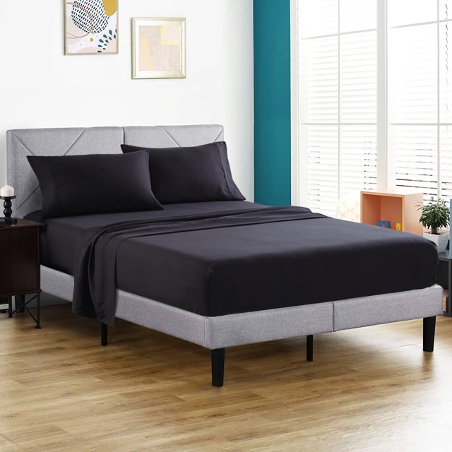 JML Ensemble Complet de Draps - Microfibre Brossée Douce Résistante aux Plis, à la Décoloration et aux Taches - 4 Pcs, Noir