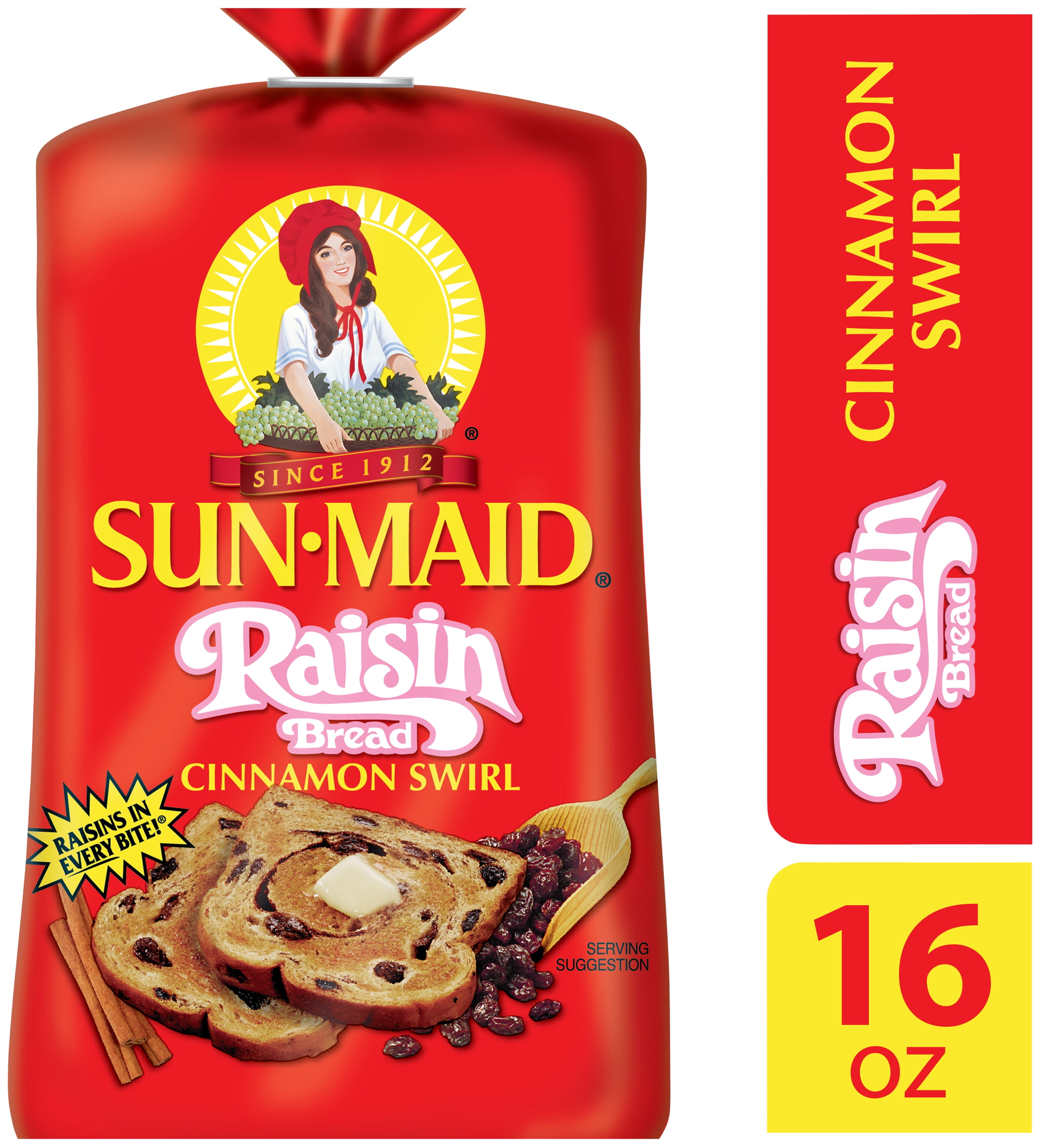 Sun-Maid Cinnamon Swirl Raisin Bread, Cinnamon Raisin Bread, 16 oz Loaf