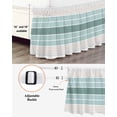 thumbnail image 3 of Teal Aqua Stripes Wrap Around Bed Skirts for California King Bed 16" Drop,Bed Skirt with Adjustable Elastic Belt Dust Ruffle Bed Valance for Bedroom Modern Ombre Abstract Aesthetics Bed Frame Cover, 3 of 7