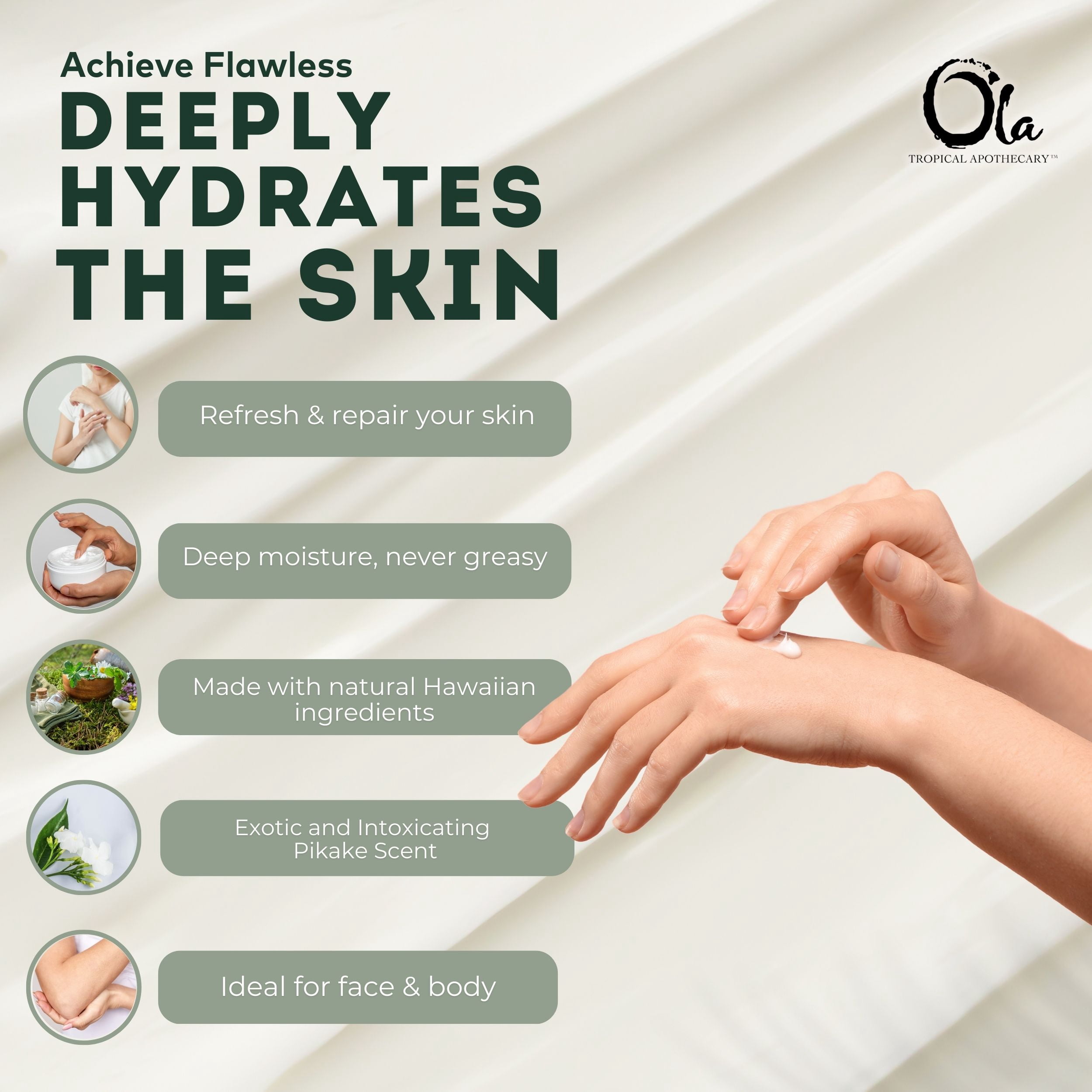Ola Tropical Apothecary Pikake Body Lotion with Pure Tropical Oils and Plant Extracts - 8.45 Fl Oz