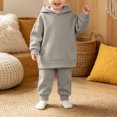 thumbnail image 2 of Linfrsh Fall Outfit for Toddler Girl Thickened and Winter Sports Suit for Boys and Girls Casual Pullover Hoodie Long Pants Two Piece Set, 2 of 8
