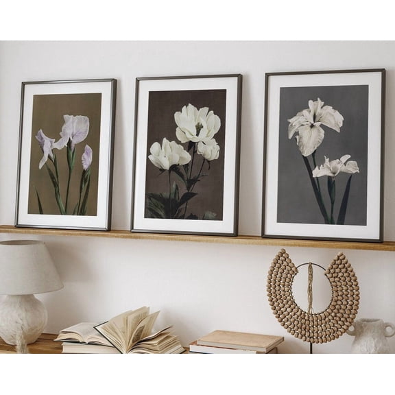 Luvia Set Of 3 Vintage Flower Floral Wall Set, Neutral Vintage, Botanical, Nature Art, Floral Poster, Modern Wall Decor Set 3 Prints 8x12 UNFRAMED
