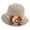 Khaki, variant on Women's Straw Sun Hat, Elegant Cloche Bucket Cap with Floral Ribbon Bow and Pearl Accent, Woven Breathable Beach Headwear for Summer Vacation, Tea Party, and Outdoor Travel Beige One Size