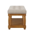 thumbnail image 5 of Leumius Upholstered Linen Bench with Storage Shelf, Solid Wood Spindle Legs Accent Furniture Tufted Ottoman Bench for Bedroom Entryway Living Room Beige, 5 of 6