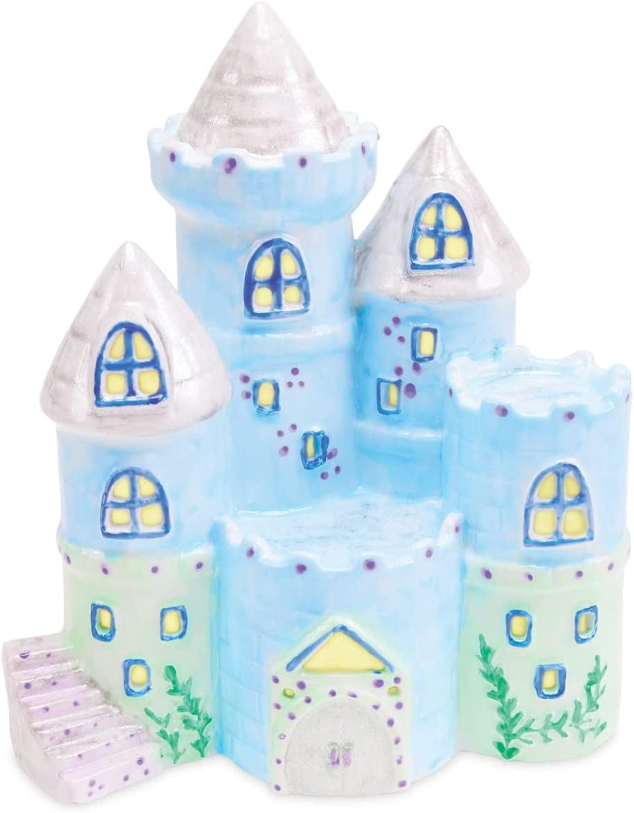 MindWare Paint Your Own Porcelain: Castle Light with 2 Tea Lights, 14 Paints, 2 Brushes & Painting Guide, Creative Paintable Pottery Crafts & Gift Kits for Kids