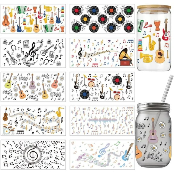 1set PVC Heat Transfer Paper for UV Sublimation Cup Guitar 110x240mm 10 style 1pc/style 10pcs/set