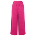 thumbnail image 4 of Trendy Drawstring Elastic Waist Pants for Women Solid Color Loose Fit Casual Summer Wide Leg Trousers Hot Pink XXL, 4 of 7