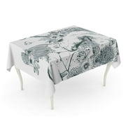 KDAGR Kiss Beautiful Unicorn with Young Woman and Flowers Cute Girl Horse Vintage Tablecloth Table Desk Cover Home Party Decor 60x120 inch
