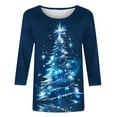 thumbnail image 5 of LEKWK Holiday T-Shirts for Women Xmas Tree Crew Neck 3/4 Sleeve Tops Christmas Holiday Graphic Tees for Women Cute Festive Tops for Women 2025, 5 of 5