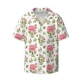 thumbnail image 4 of Uemuo Rose Flowers Pattern Cotton Linen Short Sleeve Shirts,Casual Lightweight Button Down Shirts,Vacation Beach Summer Tops-X-Large, 4 of 7