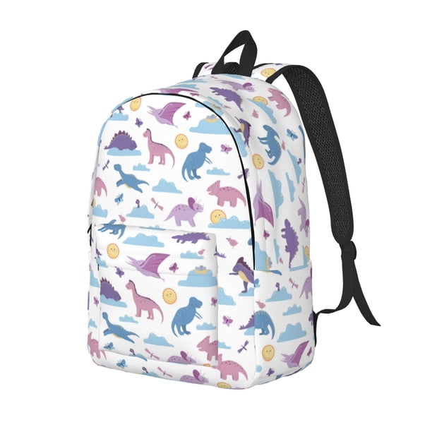 Balery Dinosaur Mochila Clásica Impresa Básica para Viaje, Mochila Escolar Resistente al Agua, Mochila de Lona con Correas Ajustables-Medium