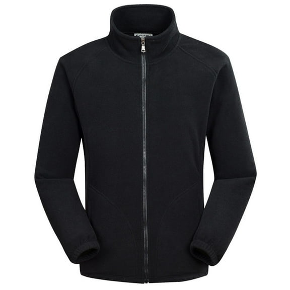 Pejock Men's Zip Up Jacket Stand Collar Fleece Hoodie, Solid Color Cardigan Sweatshirt for Outdoor Casual Wear, Wrinkle Proof Machine Washable Lightweight Insulation