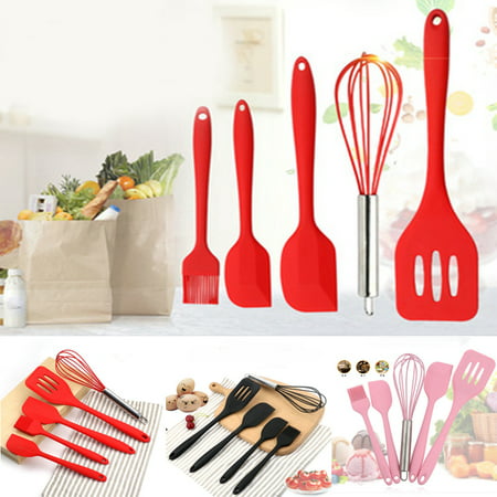 Silicone Kitchen Utensil Set, 5pcs - Heat-Resistant Non-Stick Silicone Cooking Utensils - Baking BBQ Cooking Tool