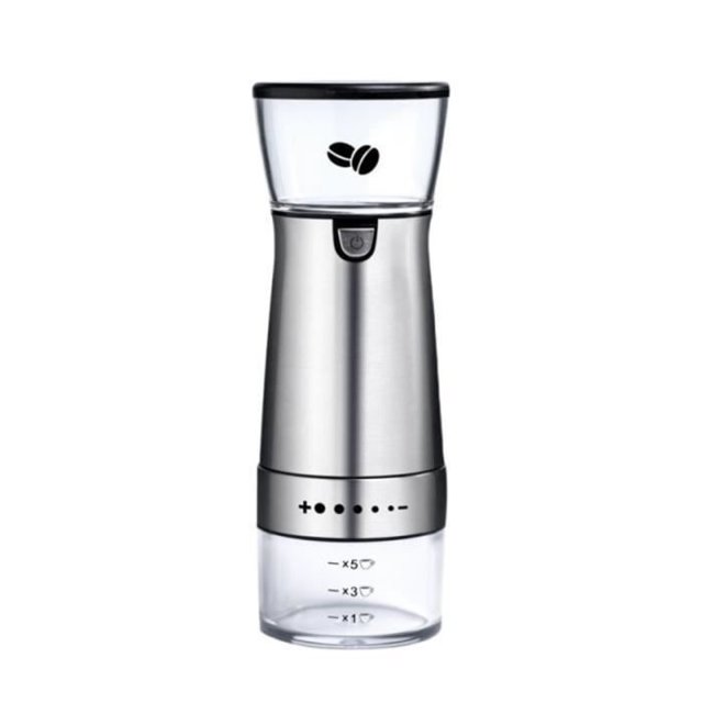 Silver Electric Coffee Grinder Stainless Steel Adjustable Hand Grinder Coffee Maker Bean Grinder Mill M40415