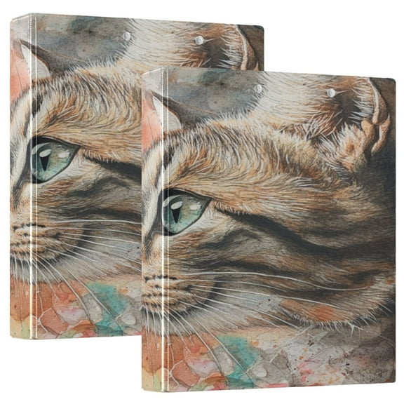 WOBOGO Tabby with Flower File Folders Extra Large Capacity to Hold 200 Sheets of Documents Hard Shell Ring Binder for School Home Office