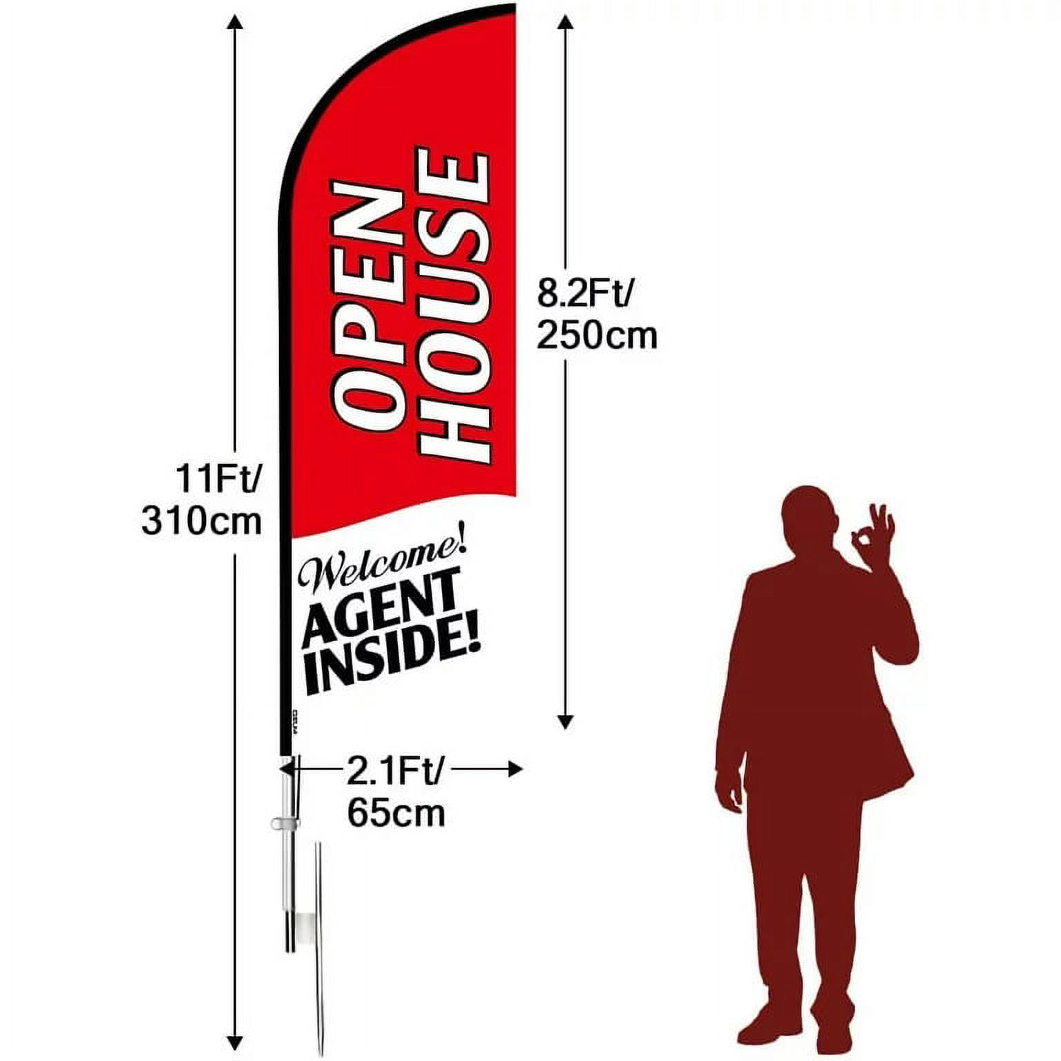 Qsum Open House 11' Polyester Fabric Advertising Outdoor Flag