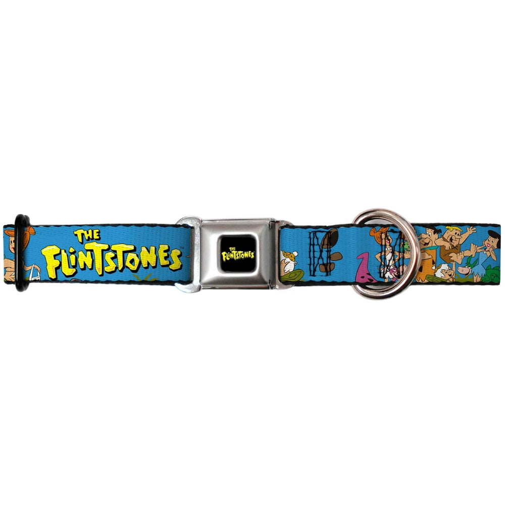dog collar fsathe flintstones logo full color black yellow the pet