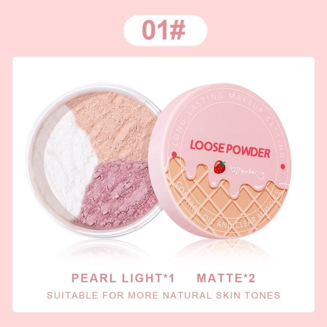 Loose Powder Powder Oil Setting Powder Powder Brightening Powder Pearlescent Powder Three Color Powder, Loose White