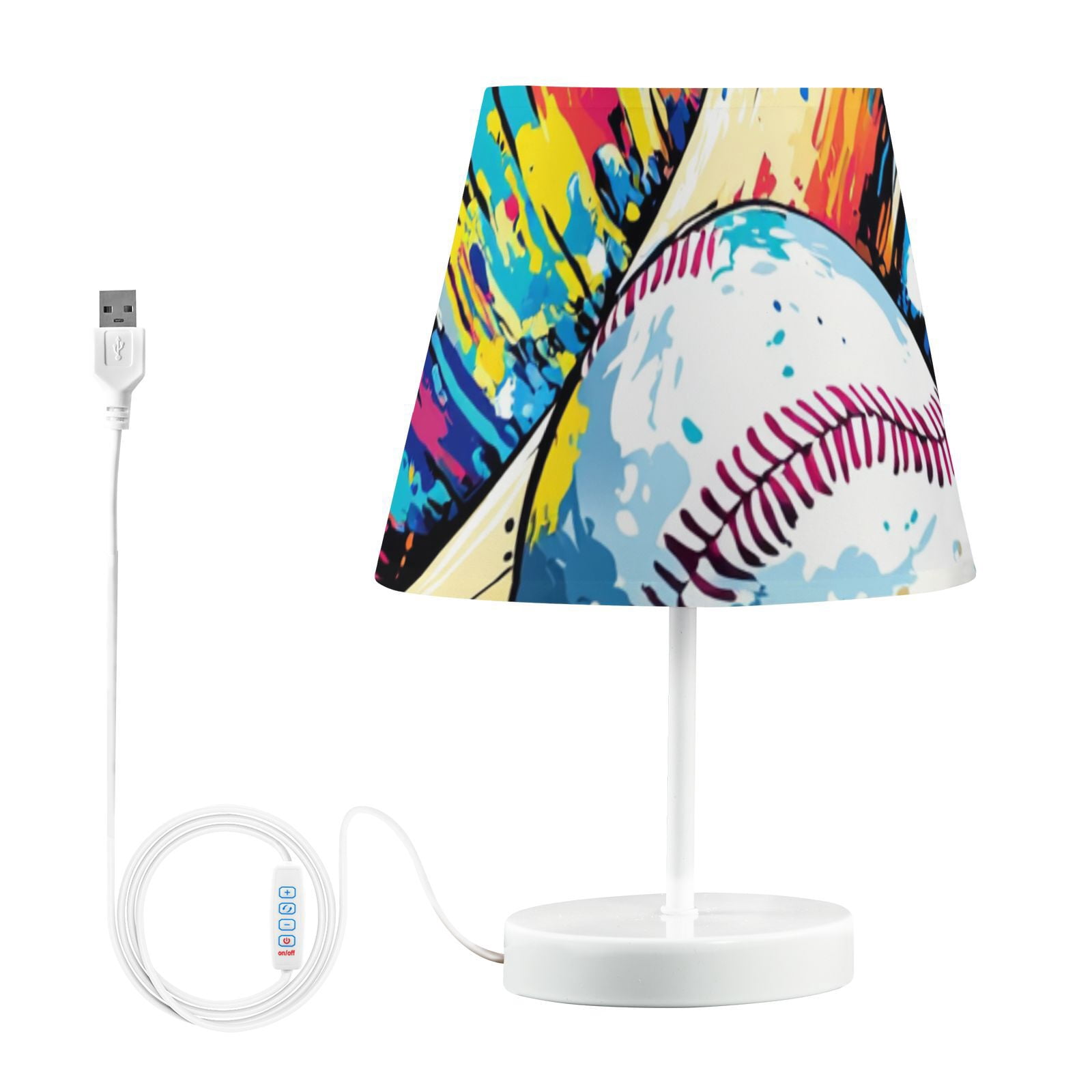 Colorful Baseball Bat Desk Lamp 3 Color Modes LED Table Lamp Nightstand Reading Light for Bedroom Living Room