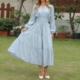 thumbnail image 2 of HJYCHN Elegant V-Neck Tiered Sleeve Tunic Dress for Women Soft Stretchy Flowy Long Sleeve Comfortable Daily Wear Stylish Fall Winter Outfit Light Blue M, 2 of 4