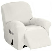 Recliner Stretch Sofa Slipcovers 4-Pieces Recliner Slipcover with Side Pockets Recliner Chair Cover Furniture Cover for Recliner Cover Anti-Slip Slipcover White