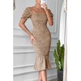 thumbnail image 3 of Vestido PRETTYGARDEN 2025 Midi Sirena con Mangas Abullonadas Khaki, 3 of 8