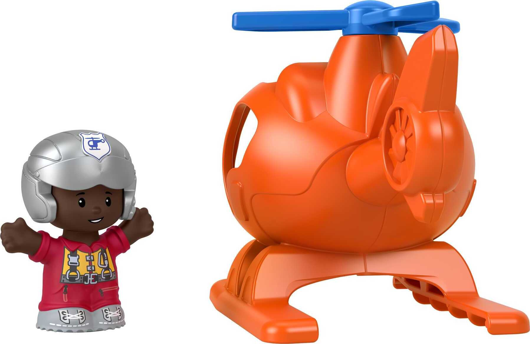 Fisher-Price Little People Helicopter Toy & Pilot Figure Set for Toddlers, 2 Pieces - image 5 of 6