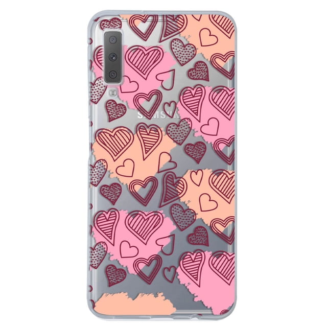 Funda Para Galaxy A7 2018 Corazones Manchas, Uso Rudo, InstaCase Protector para Galaxy A7 2018 Antigolpes, Case Corazones Manchas