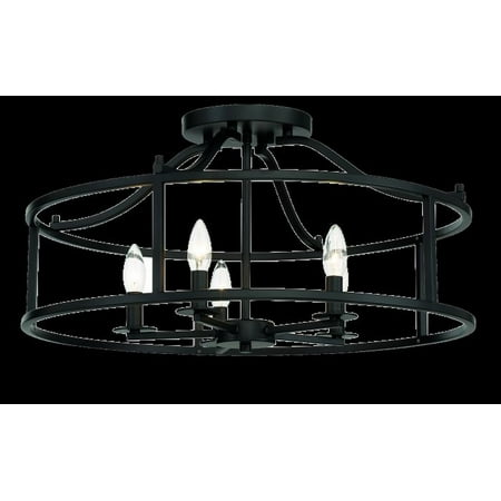 

5 Light Semi-Flush Mount in Transitional Style-12 inches Tall and 24 inches Wide-Matte Black Finish Bailey Street Home 159-Bel-4636385