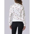 thumbnail image 4 of DARING DIVA Women's Stand Collar Front Zipper Satin Bomber Jacket M White Red, 4 of 6