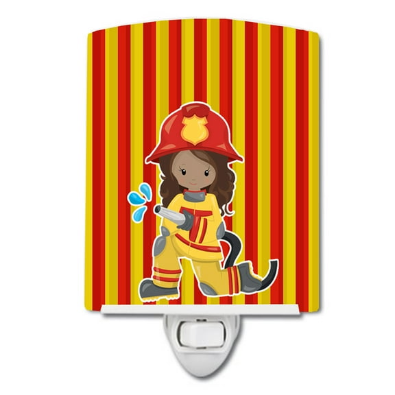Caroline's Treasures BB7000CNL Fireman Girl Ceramic Night Light, 6x4x3", multicolor