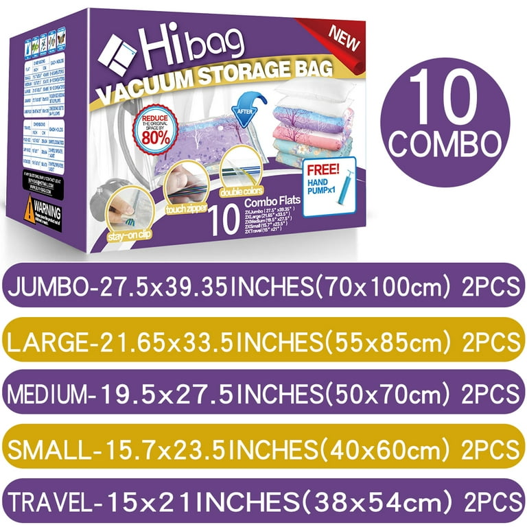 Hibag Space Saver Bags, 15-Pack Vacuum Compression Storage Bags