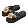 thumbnail image 5 of Rokment Women's Flower Platform Wedge Memory Foam Dress Slip on Flip Flops Boho Beach Sunflower Thongs Slides Sandals Casual Indoor Outdoor Vacation Slippers Black Size 6, 5 of 7