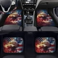 thumbnail image 3 of Pzuqiu Eagle American Flag Car Floor Mats with Car Steering Wheel Cover 5 Piece Full Set Front & Rear Floor Mats with Anti-Slip Pad All Weather Removable Automotive Accessories for Cars, 3 of 6