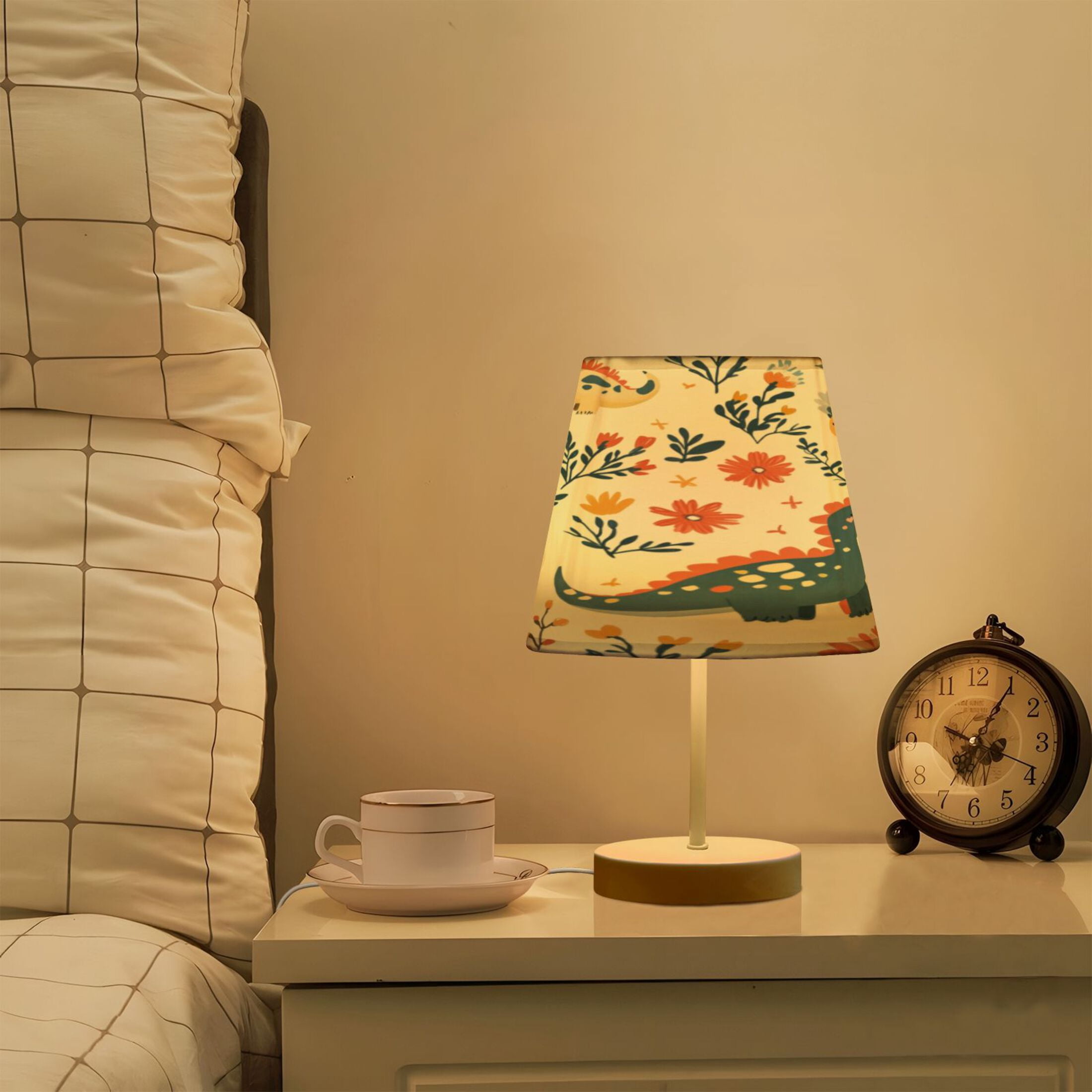 Table Lamp Small 5.9x10.8 Inches Table Lamps Night Light Tools & Home Improvement Bedroom Lamp Guest Room Lamp Study Lamp Office Lamp Cartoon Dinosaurs and Leaves