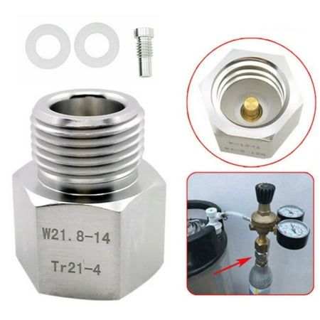 

ALLTIMES Silver CO2 Cylinder Tank Adapter TR21-4 to W21.8-14 for Aquarium Fish CO2 Tank Regulator or Homebrew Beer Keg Mini Regulator