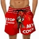 thumbnail image 1 of ICHUANYI Clearance Men Drawstring Special Cock Print Beer Festival Beach Casual Trouser Shorts Pant(Red, S) Ichuanyi Ichuanyi, 1 of 5