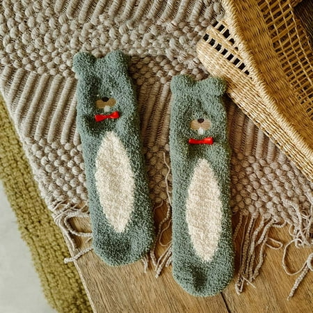 

Fashion Socks Women Lovely Coral Thickening Fuzzy Middle Stockings Floor Socks