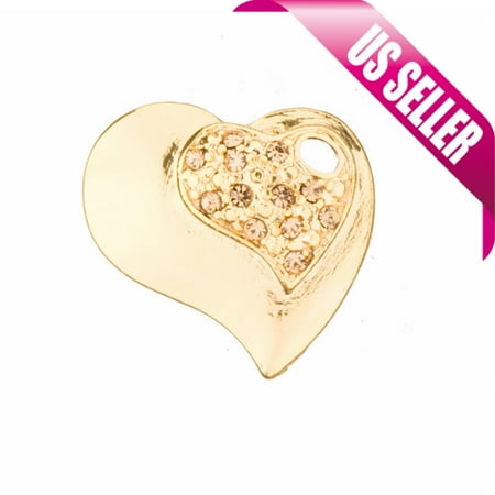 - Swirl Heart Gold-Finished Charms With Light Topaz Preciosa Czech Crystal 19.4x21.2mm pack of 2pcs (3-Pack Value Bundle), SAVE $2