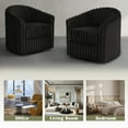 thumbnail image 6 of UIXE 360° Swivel Barrel Chair Curved Faux Fur Accent Chair Art Decor Style Round Club Arm Chair with Upholstered Seating for Home, Chocolate, 6 of 6