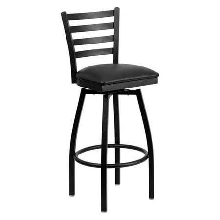 Flash Furniture HERCULES Series Black Ladder Back Swivel Metal Barstool, Vinyl Seat, Multiple Colors