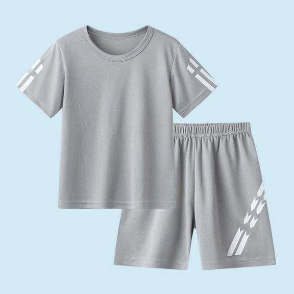 Boys Athletic Shorts Set Elastic Waist Casual Breathable Activewear Loose Relaxed Fit Lightweight Sportswear Grey Size 10-12 Years
