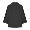 thumbnail image 4 of Loose Fit Women's 3/4 Sleeve Tops Collared V-Neck Solid Blouses Soft Breathable Clothes Perfect Shirts for Daily Office and Home Wear, 4 of 5