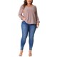 thumbnail image 2 of Camisas elegantes de ojo de perdiz de manga larga con escote cuadrado para mujeres de tallas grandes Agnes Orinda 1X Rosa oscuro, 2 of 6
