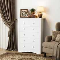 Homall 47'' Tall 5 Drawer Dressers for Bedroom, Modern Wood Chest of Drawers for Living Room, White