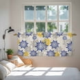 thumbnail image 3 of Geometric Flower Tier Curtains 24 Inch Length, Vintage Country Floral Blue Yellow on Linen Cafe Short Curtains for Bathroom Sink, Small Kitchen Curtain Light Filtering Drapes 2 Panels 27.5"Wx24"L, 3 of 8