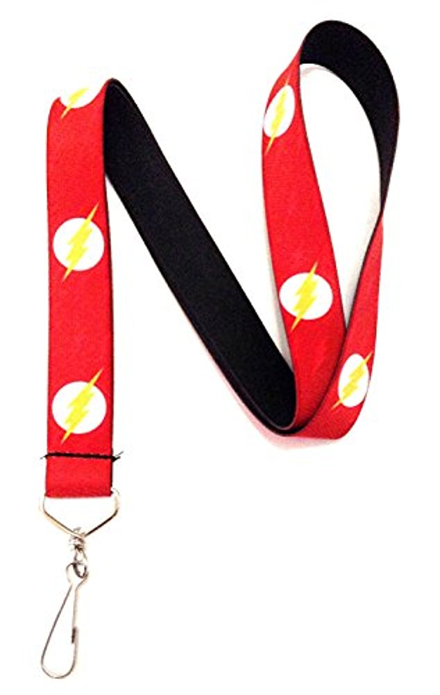 DC Comics Lanyard, The Flash Logo6 Logo Monogram Reds White Yellow, Elastic