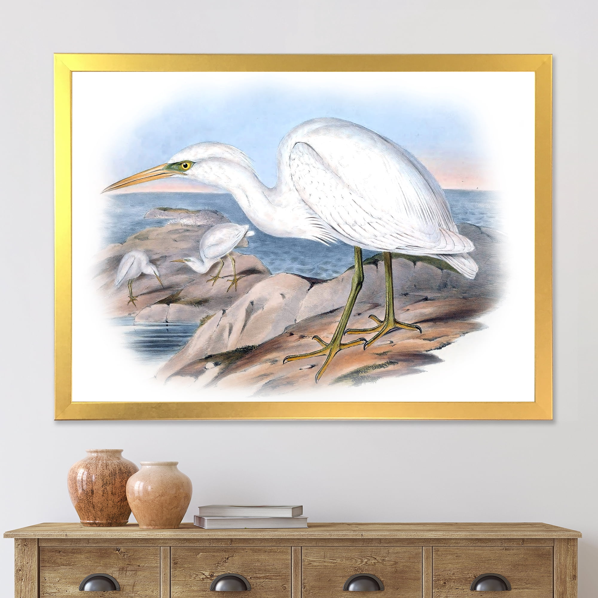 Designart 'Ancient Australian Birds XIII' Traditional Framed Art Print