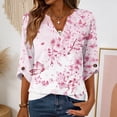 thumbnail image 2 of Womens 3/4 Length Sleeve Tunic Tops Casual V Neck Shirts Business Work Blouses Trendy Flowy Tees, Size: S-2XL, 2 of 6