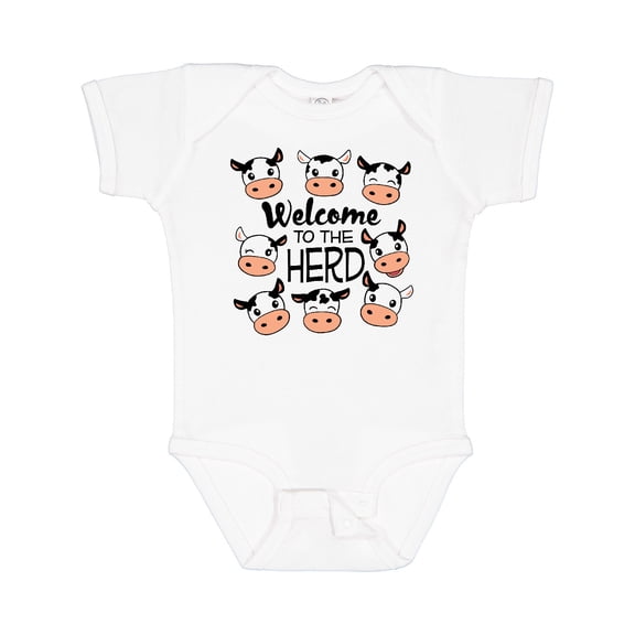 Inktastic Welcome to the Herd with Cute Black and White Holstein Cows Boys or Girls Baby Bodysuit